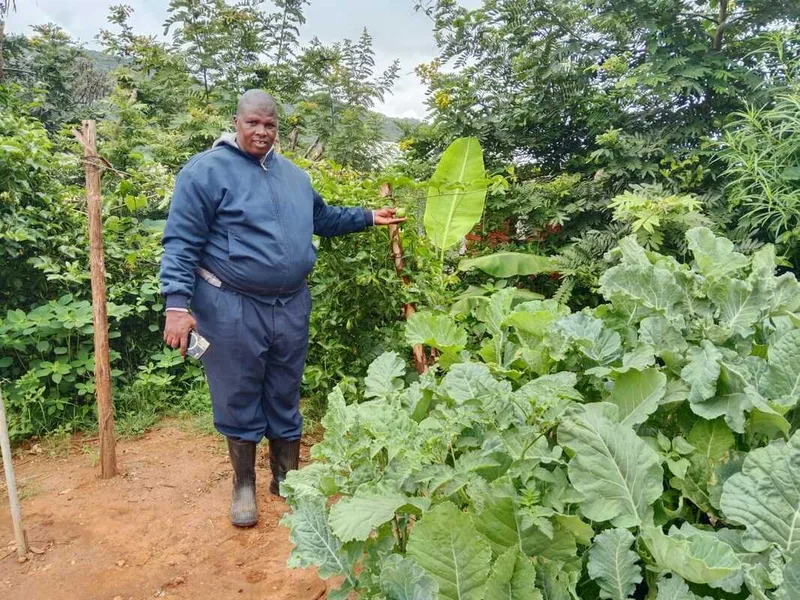 Visitor admiring magnificent results barely one year after plantings.